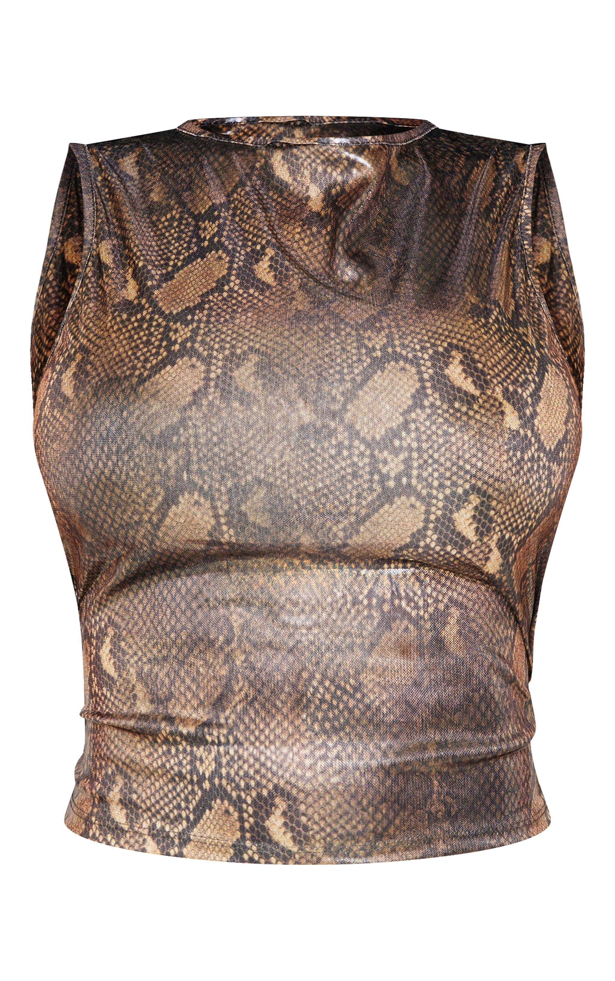 Shape Champagne Snake Print Wet Look Vest Top Product Image