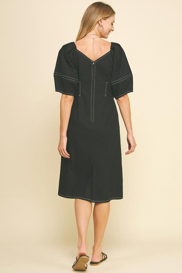 Rose Solid Square Neck Midi Dress Product Image