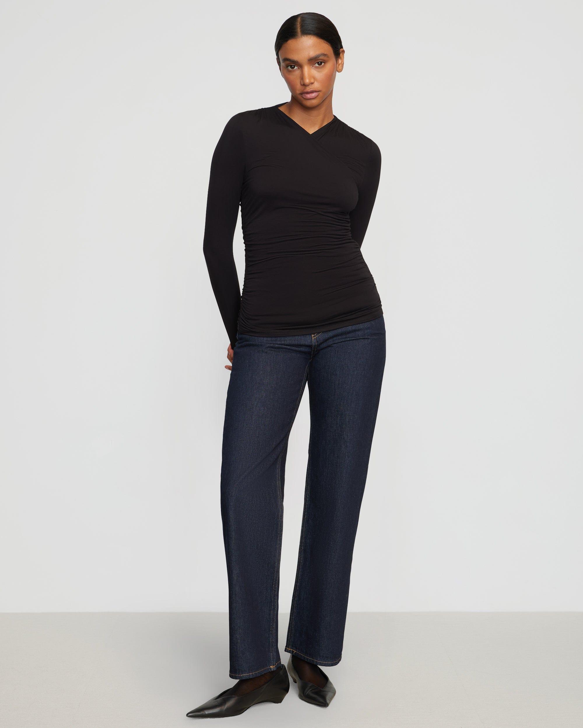 Lilou Wrap-Neck Long-Sleeve Tee Product Image