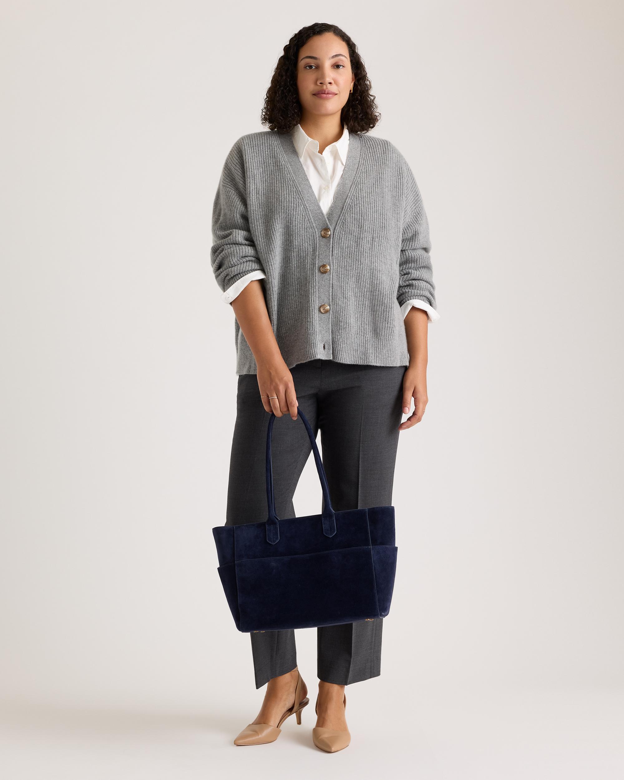 Quince | Women's Mongolian Cashmere Fisherman Boxy Cropped Cardigan Sweater Size XS Product Image