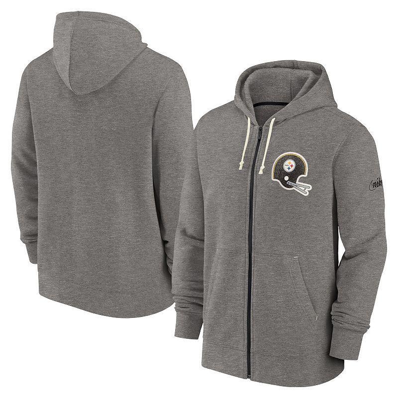 Mens Nike Heather Charcoal Green Bay Packers Historic Lifestyle Full-Zip Hoodie Product Image