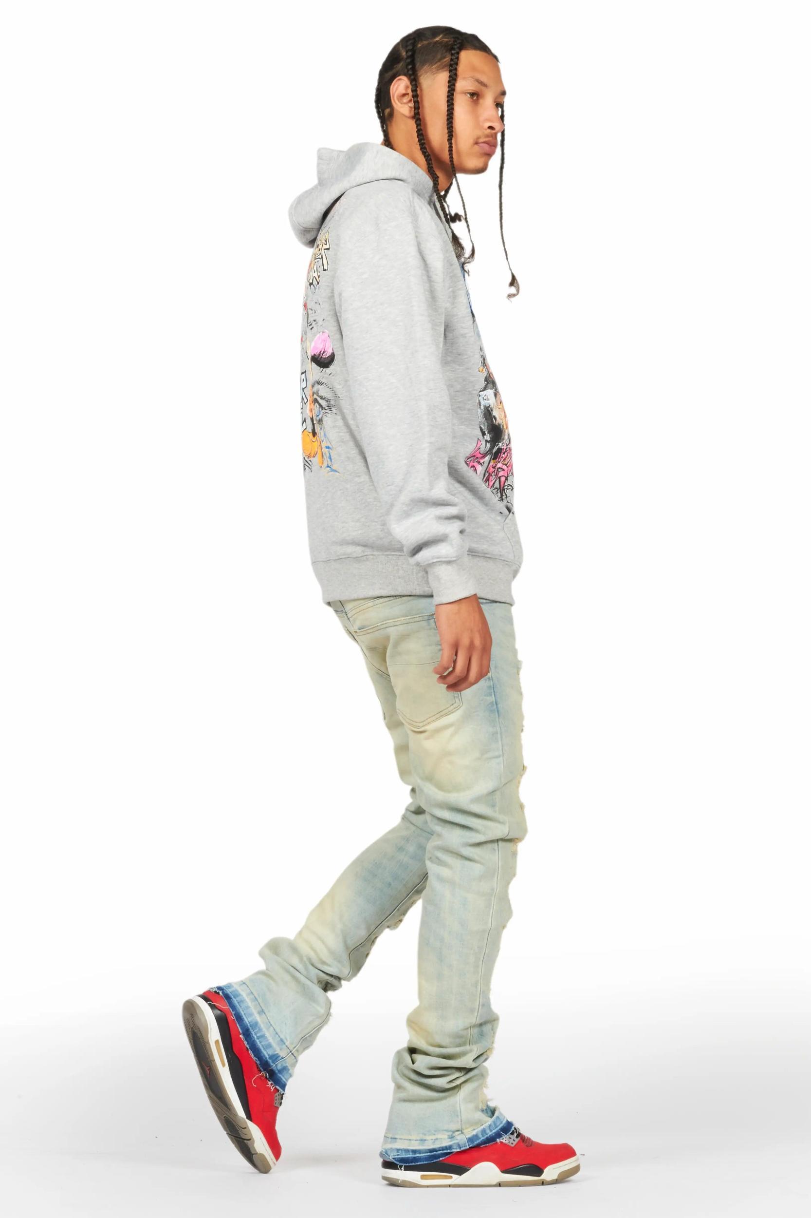 Holibert Light Blue Stacked Flare Jean Male Product Image