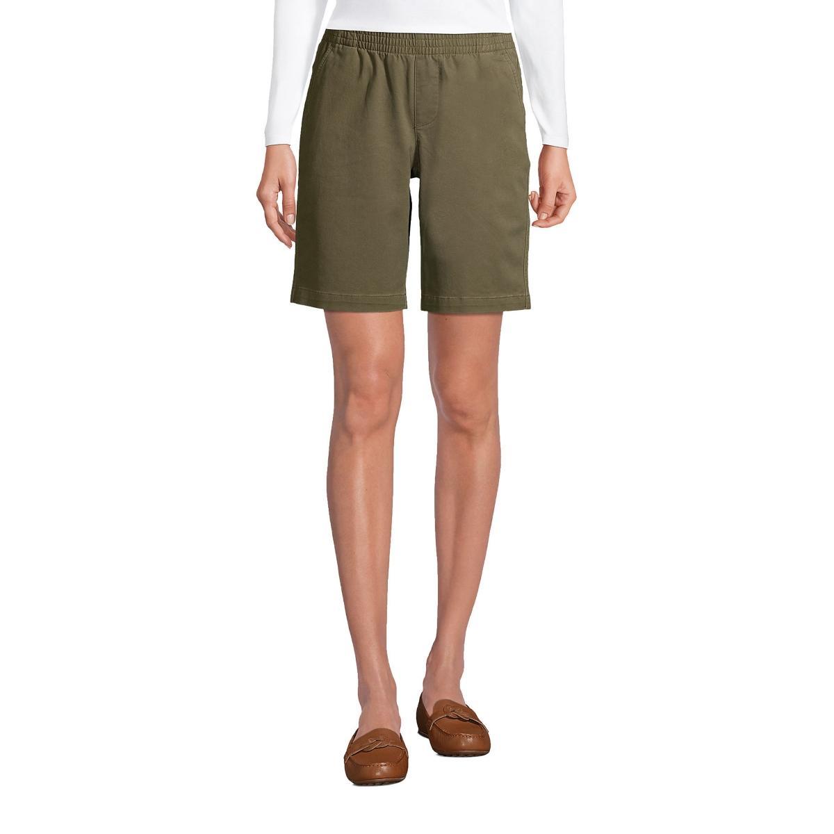 Petite Lands End Pull-On Chino Bermuda Shorts, Womens Green Moss Product Image