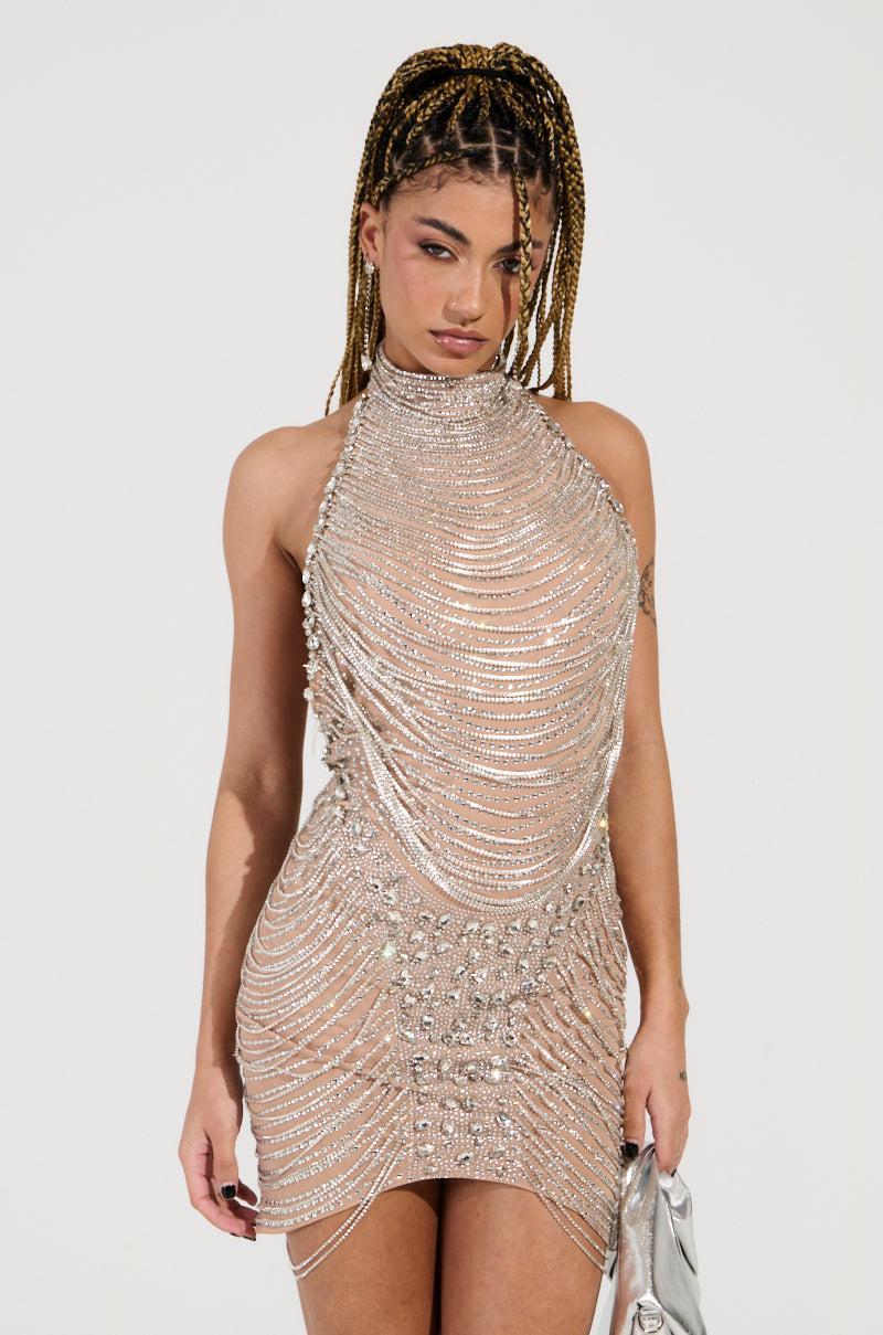 THE MAIN ATTRACTION RHINESTONE MINI DRESS Product Image