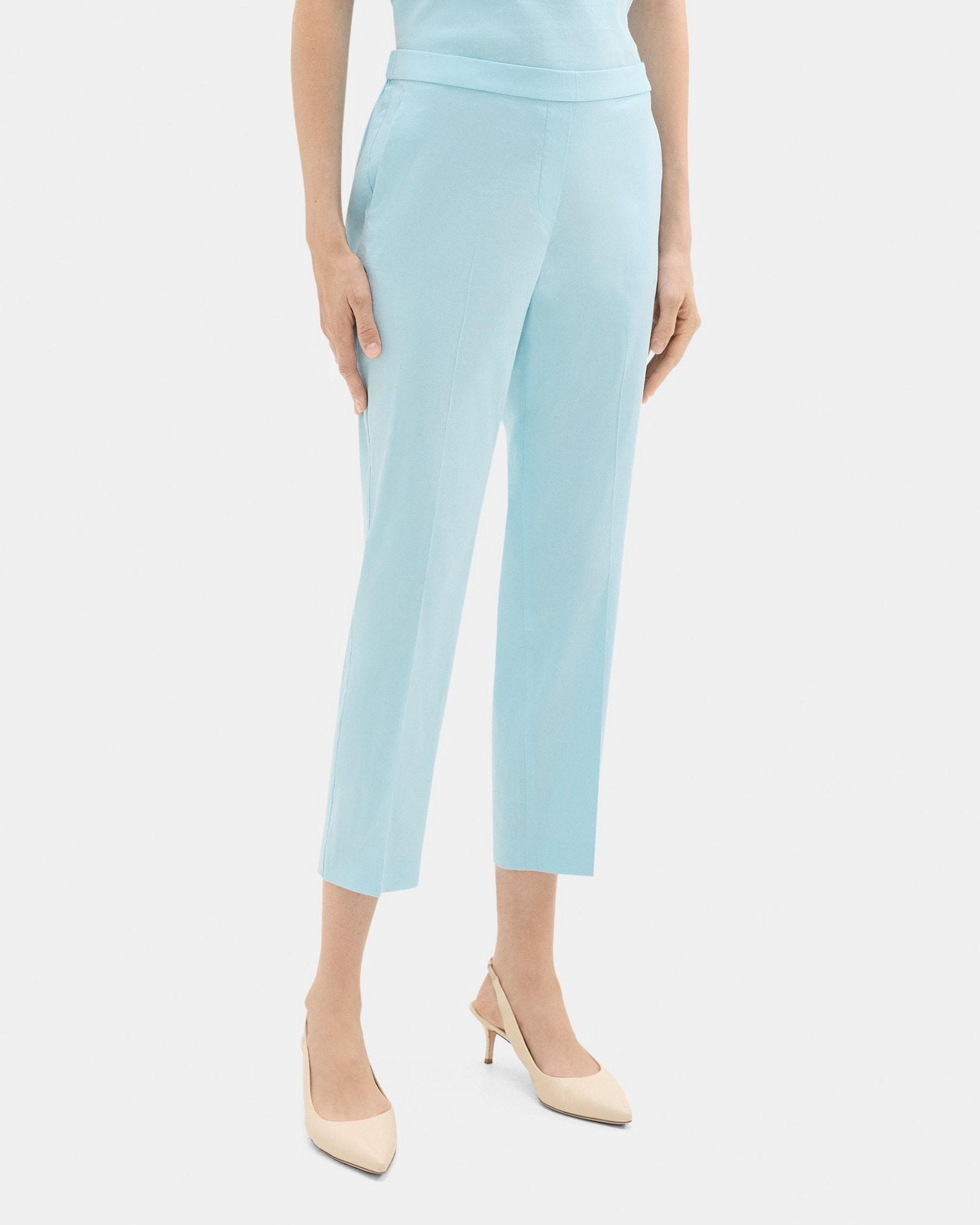 Slim Cropped Pull-On Pant in Stretch Linen Product Image