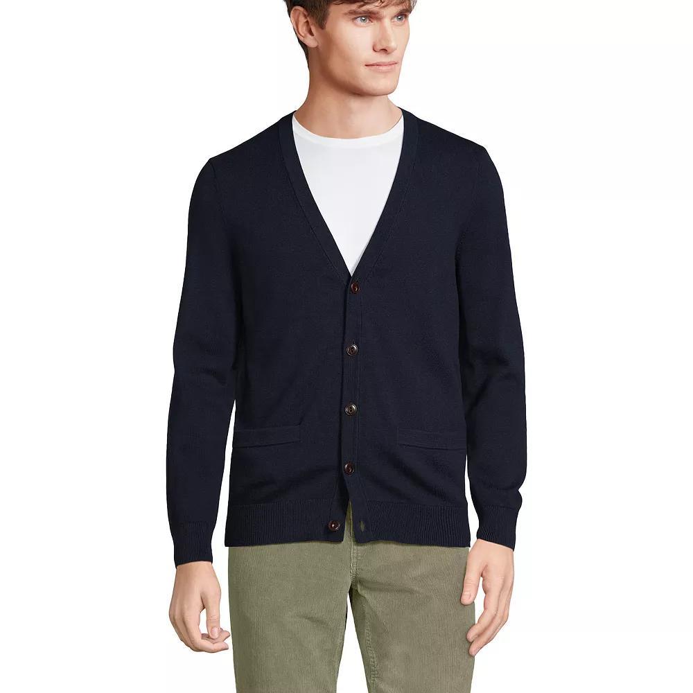 Big & Tall Lands' End Cotton Cardigan, Men's, Size: Medium Tall, Black Product Image