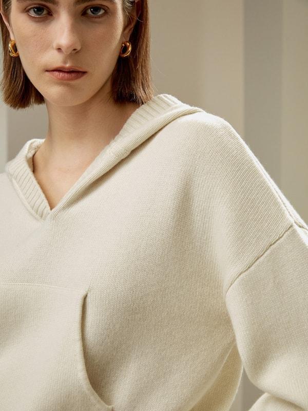Cropped Wool-Cashmere Blend Hoodie Product Image