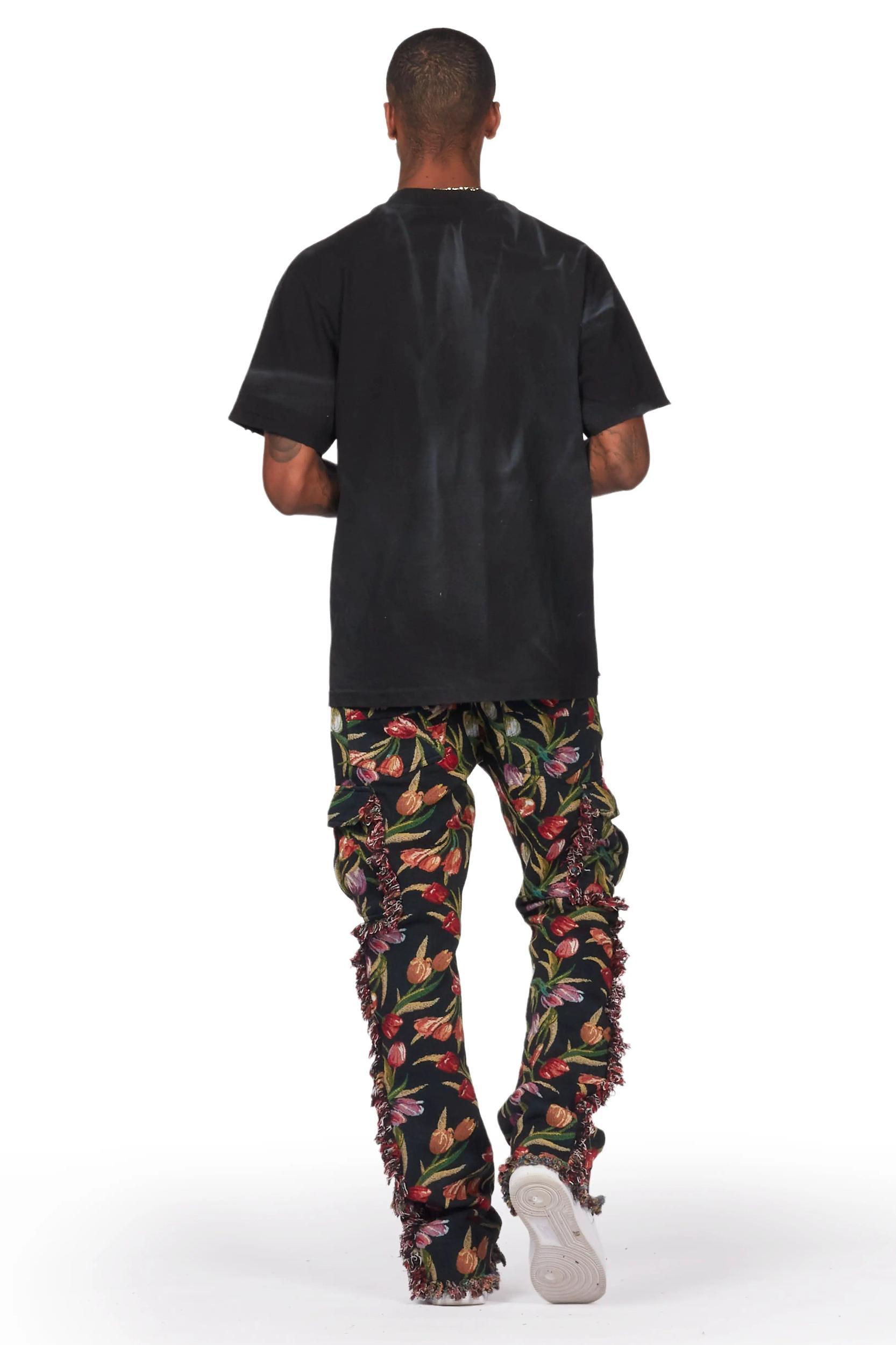 Ayami Black Slim Tapestry Flare Jean Male Product Image