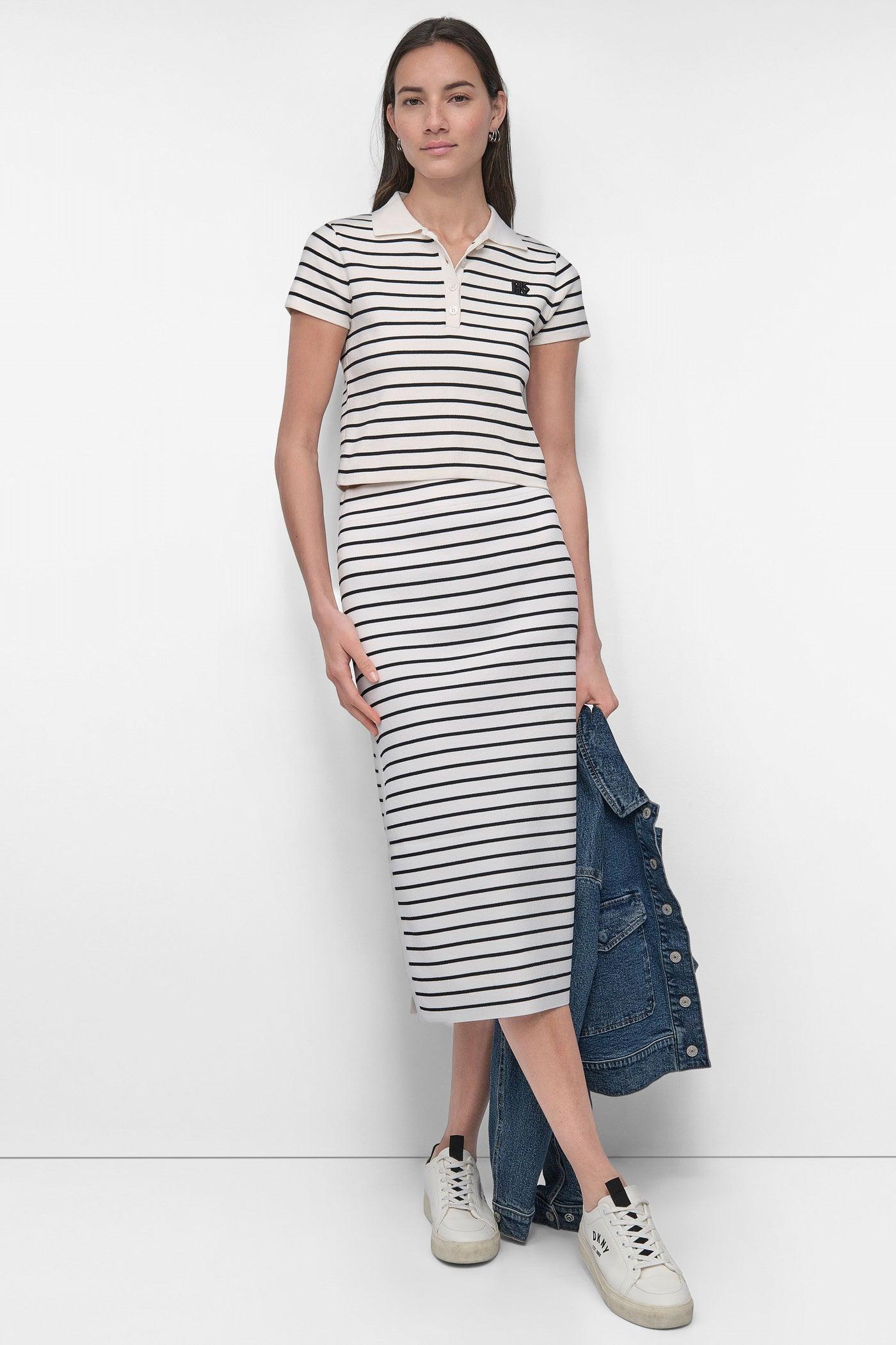 CROPPED STRIPED POLO SWEATER Product Image