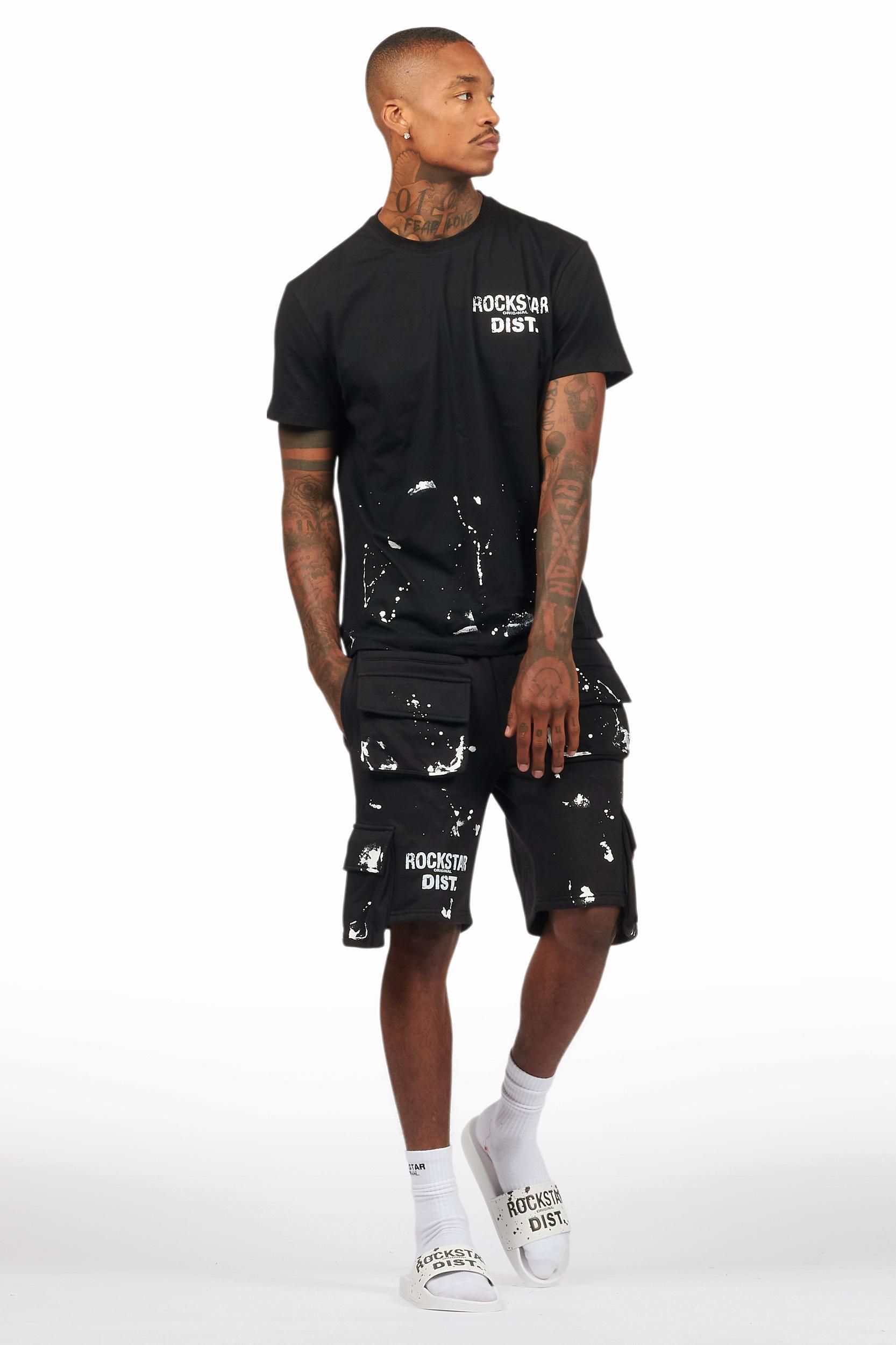 Raffer Black/White T-Shirt Cargo Shorts Set Male Product Image