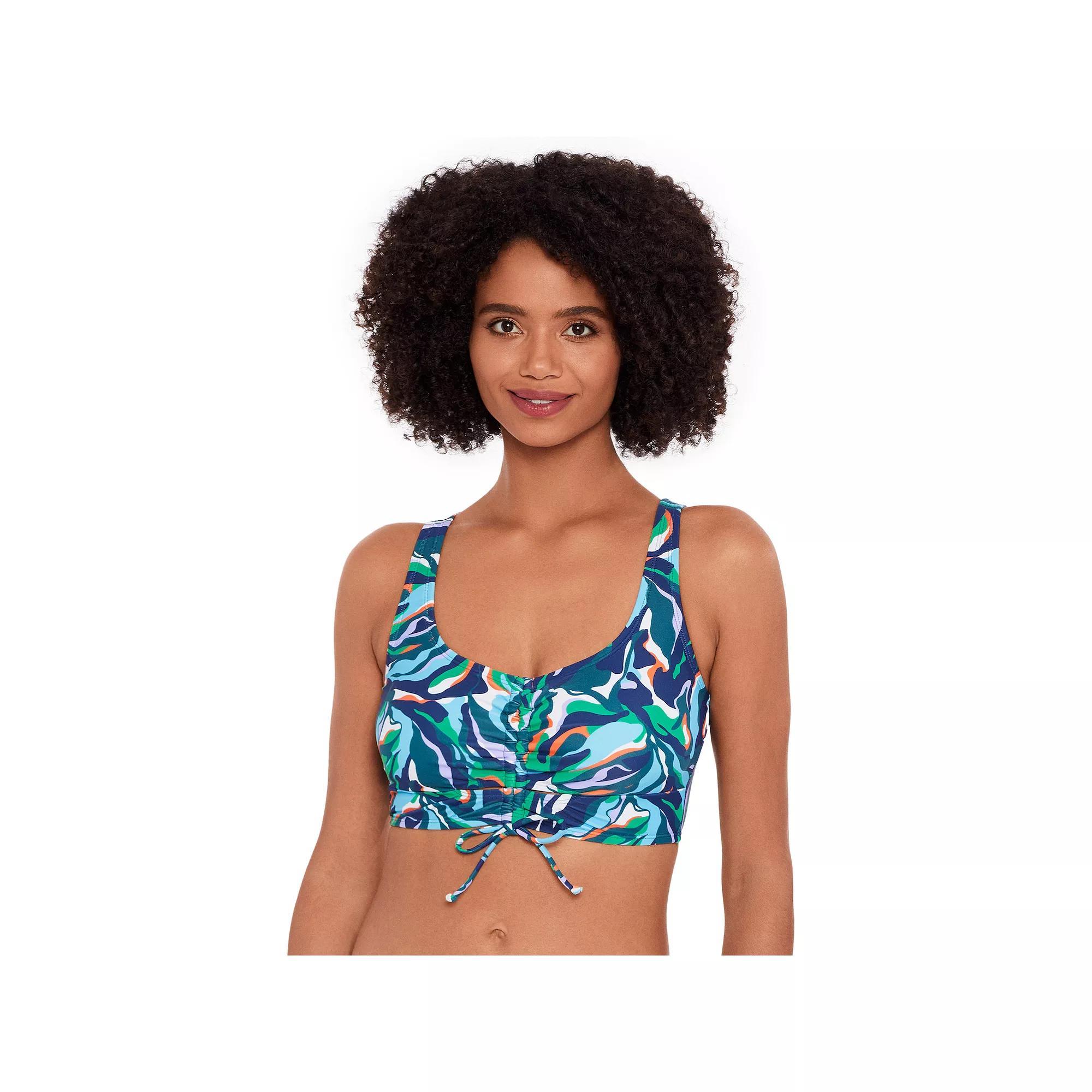 Women's Eco Beach Longline Scoopneck Tie Front Bikini Top, Size: Large, Kelpforest Product Image
