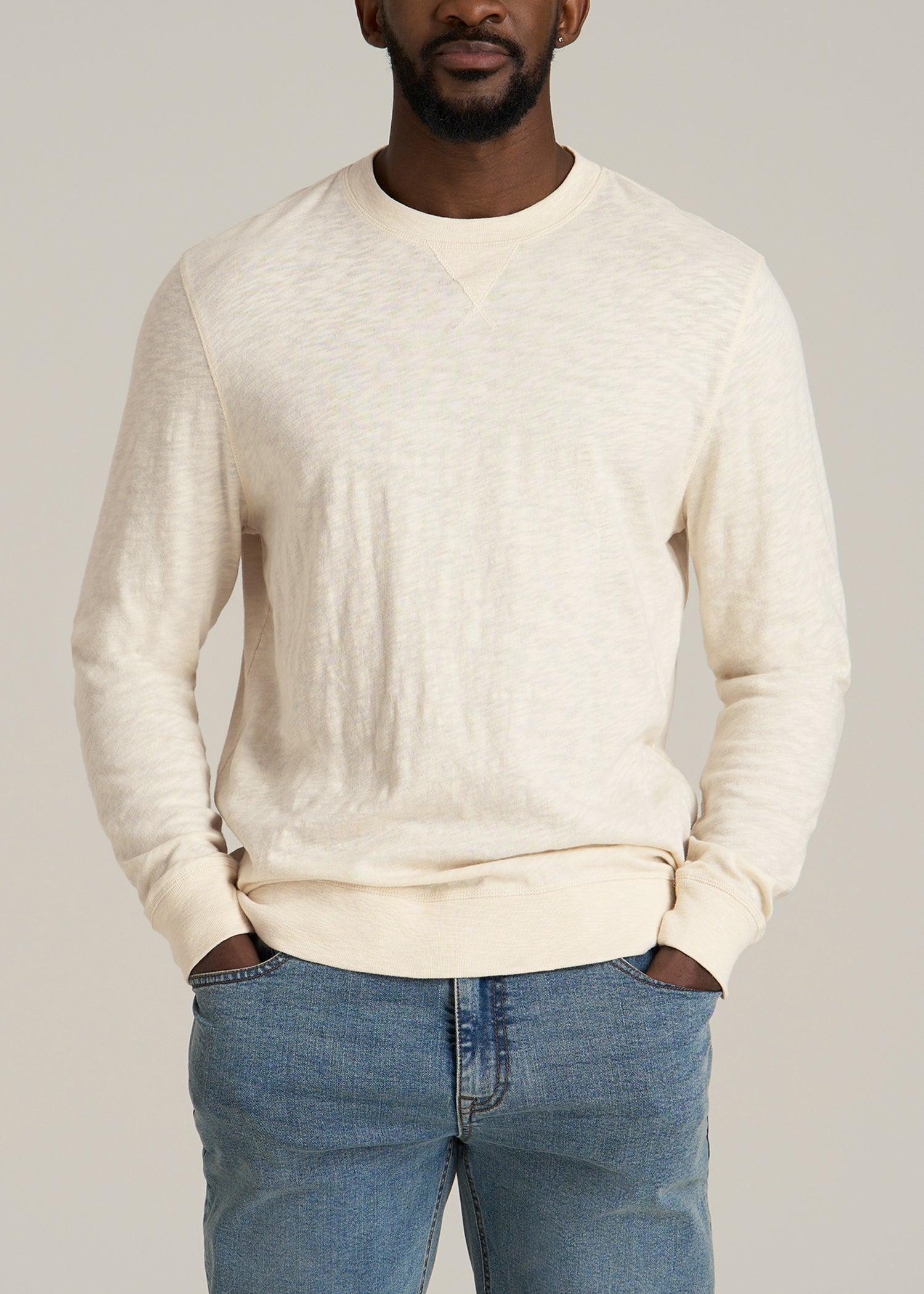 Sunwashed Slub Crewneck for Tall Men in Ivory White Product Image