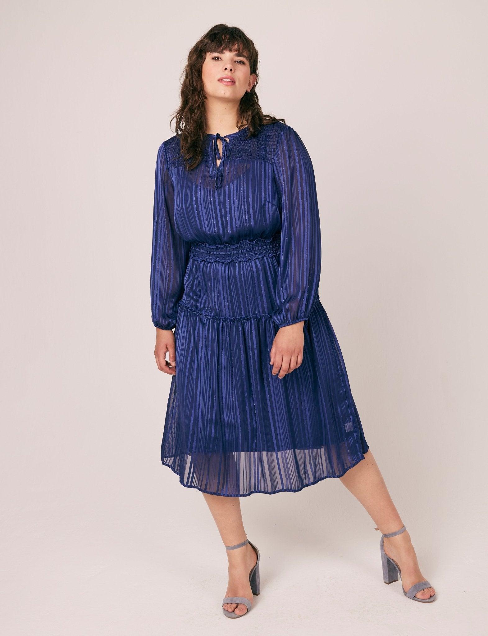 Figueroa & Flower Satin Stripe Midi Dress - Plus Female Product Image