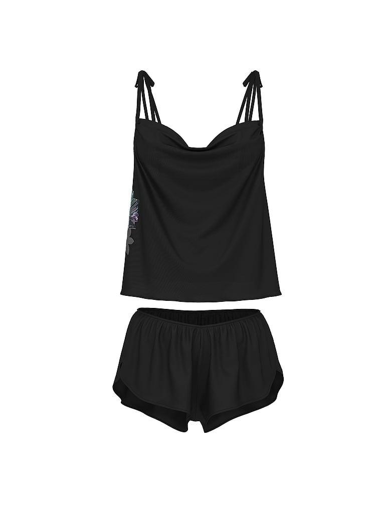 Electric Orchid Embroidery Satin Cami Set Product Image