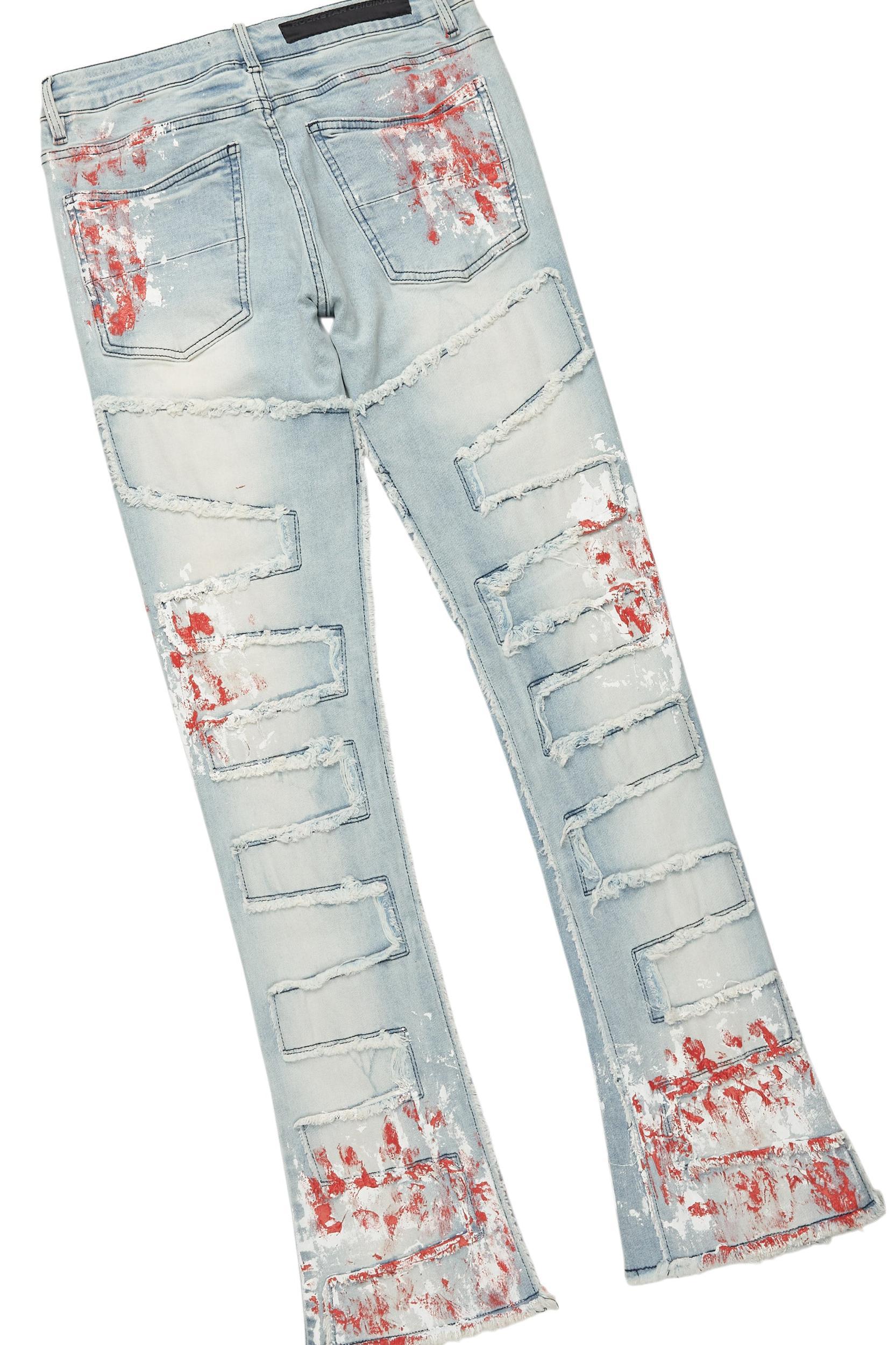 Saxon White/Red T-Shirt/Stacked Flare Jean Set Male Product Image