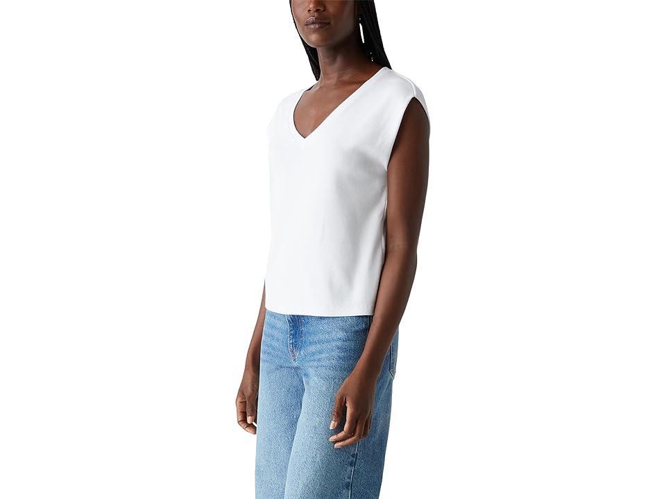Michael Stars Tati V-Neck Power Shoulder Top Women's Clothing Product Image