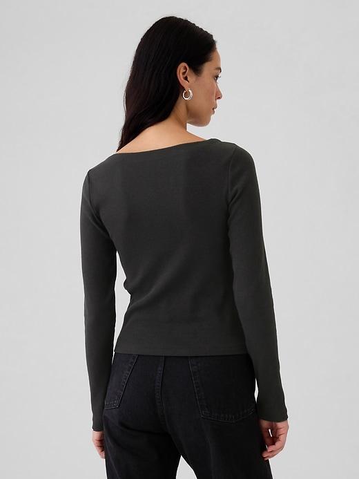 Modern Rib Cropped Boatneck T-Shirt Product Image