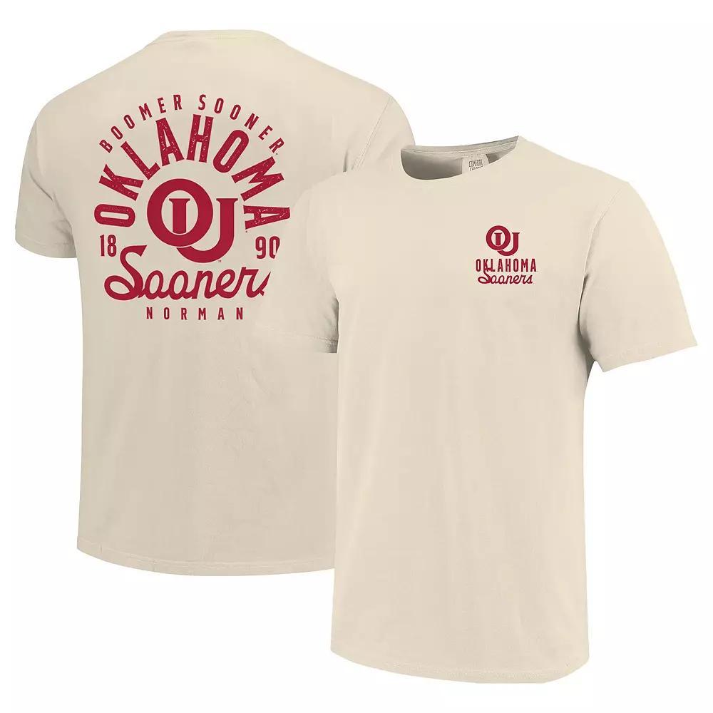 Men's Cream Oklahoma Sooners Comfort Colors Mascot Overlay T-Shirt, Size: Small, Beige Product Image