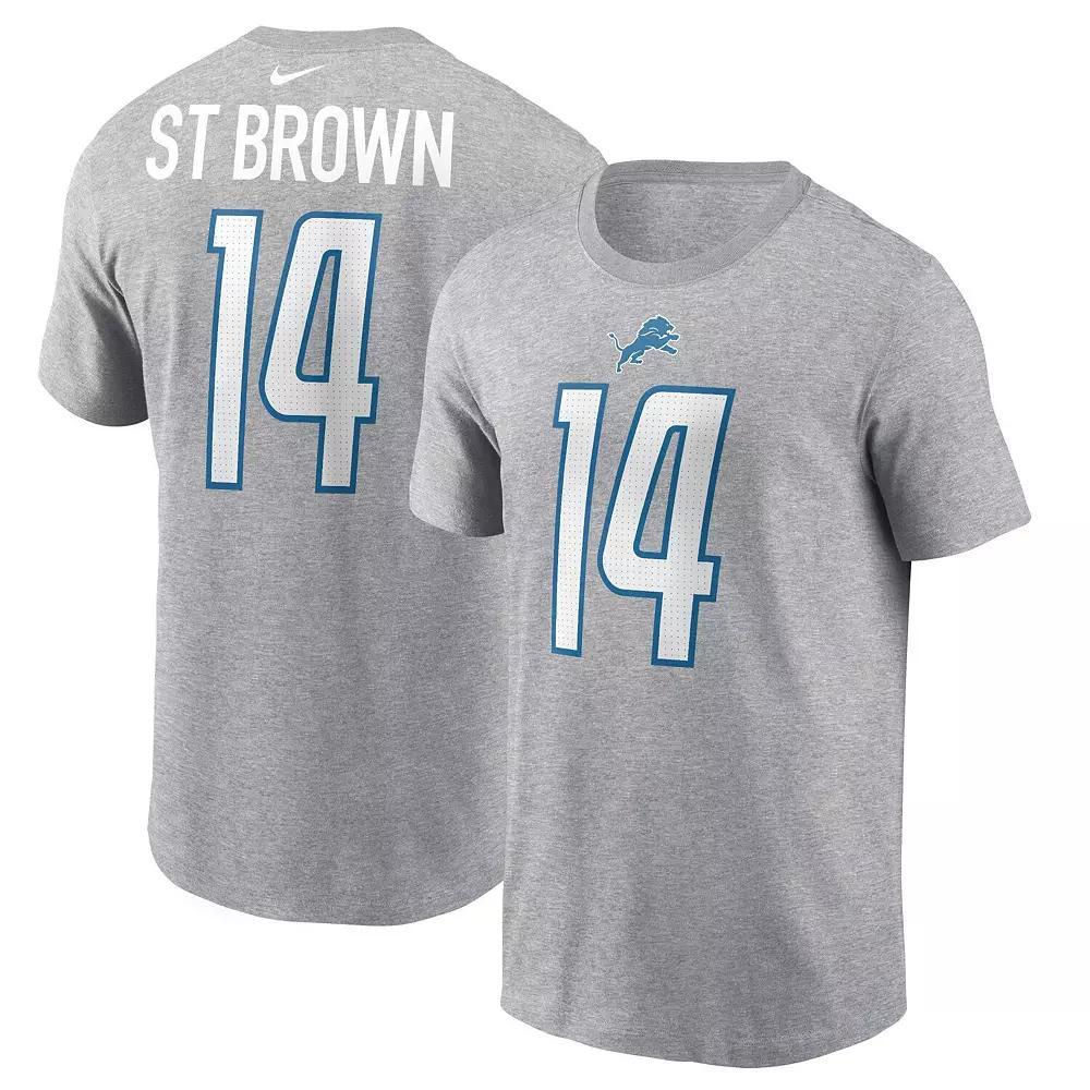 Men's Nike Amon-Ra St. Brown Gray Detroit Lions Player Name & Number T-Shirt, Size: 2XL, Grey Product Image