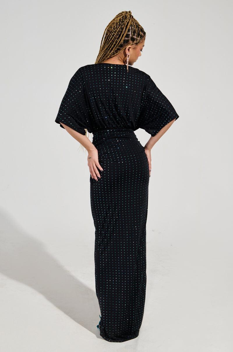IT'S GIVING HOLIDAY RHINESTONE MAXI DRESS Product Image