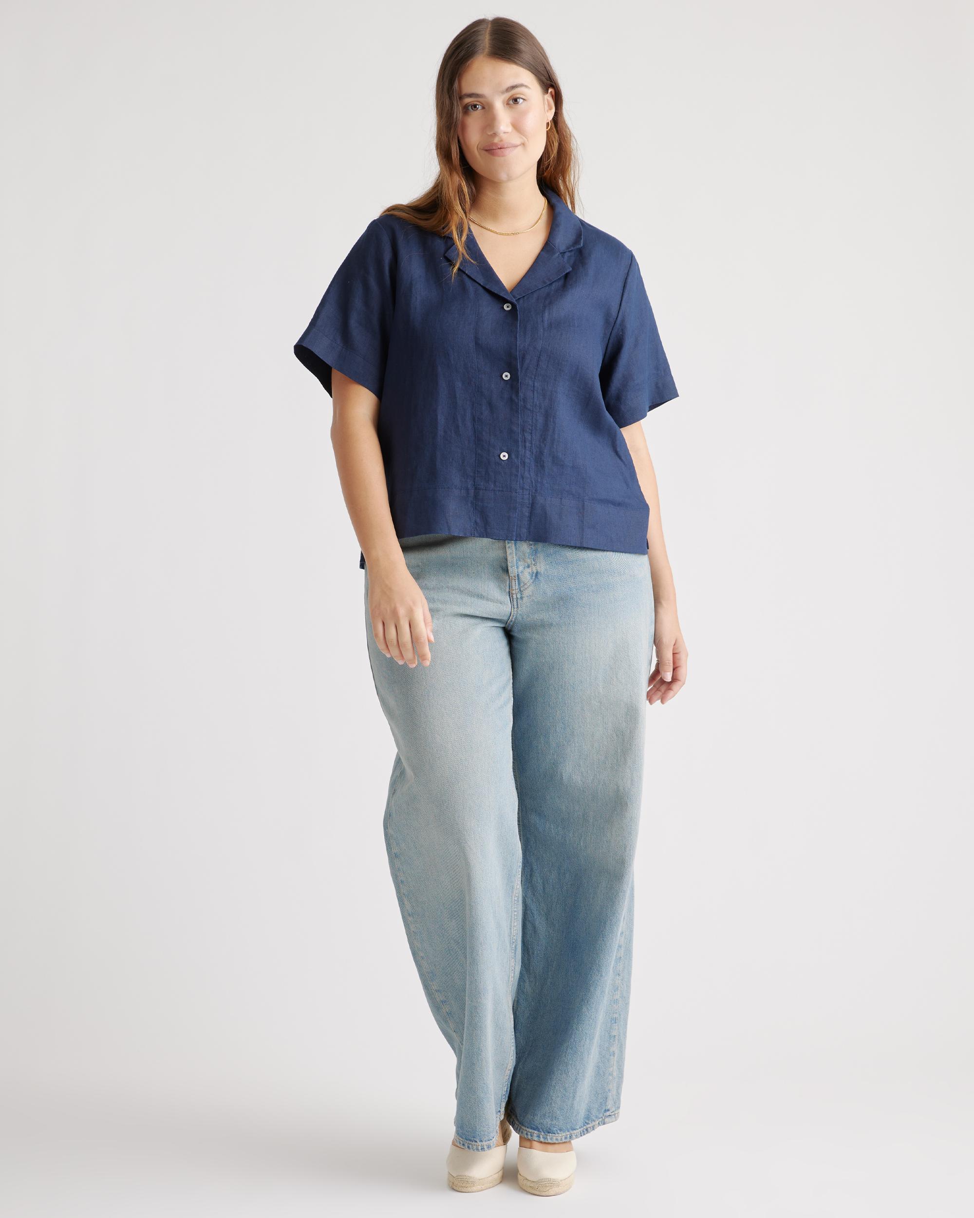 Quince | Women's 100% European Linen Short Sleeve Shirt Size XL Product Image
