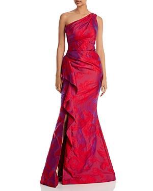 Teri Jon by Rickie Freeman One Shoulder Printed Jacquard Gown Product Image