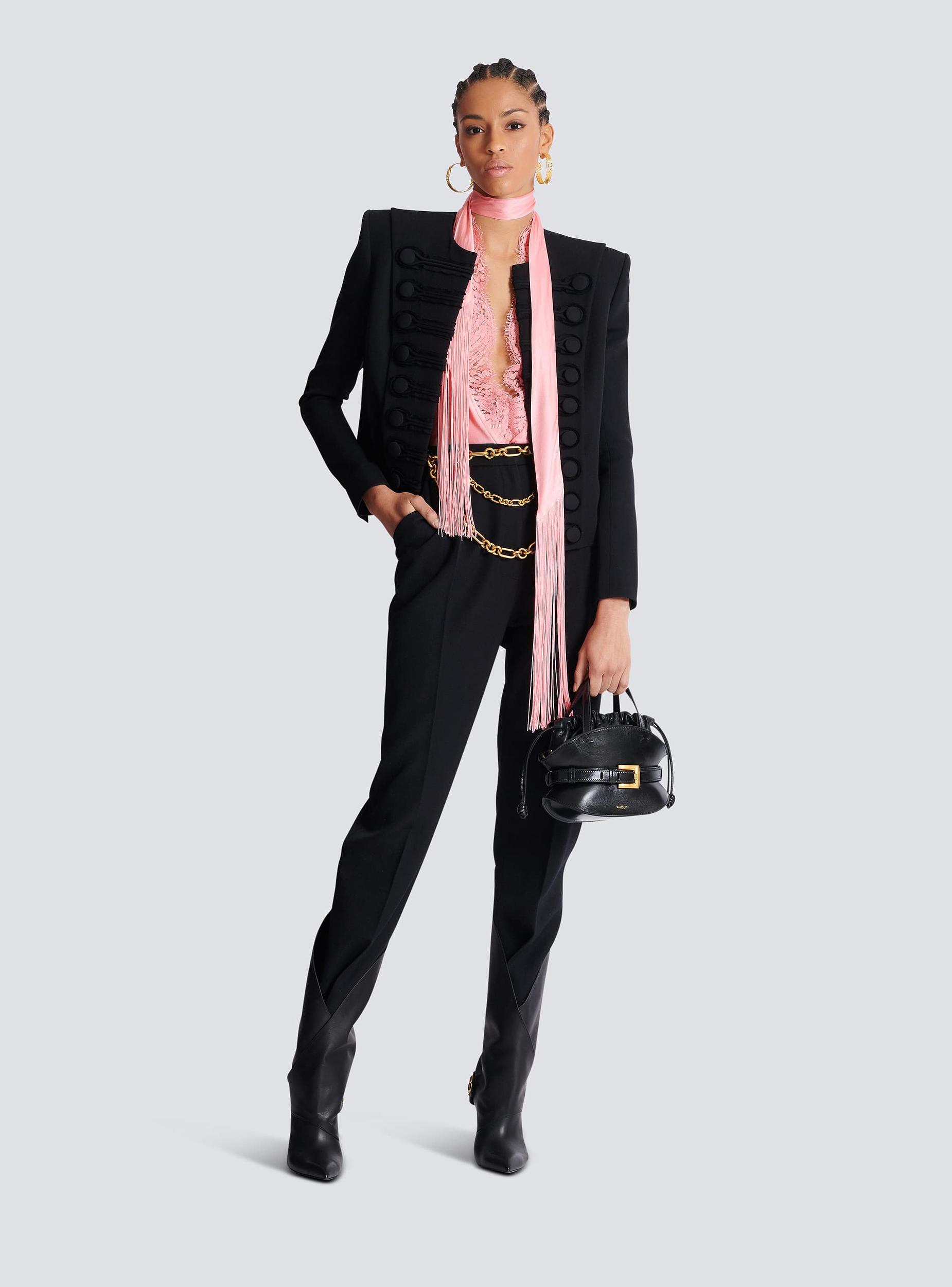 High-waisted grain de poudre trousers Product Image