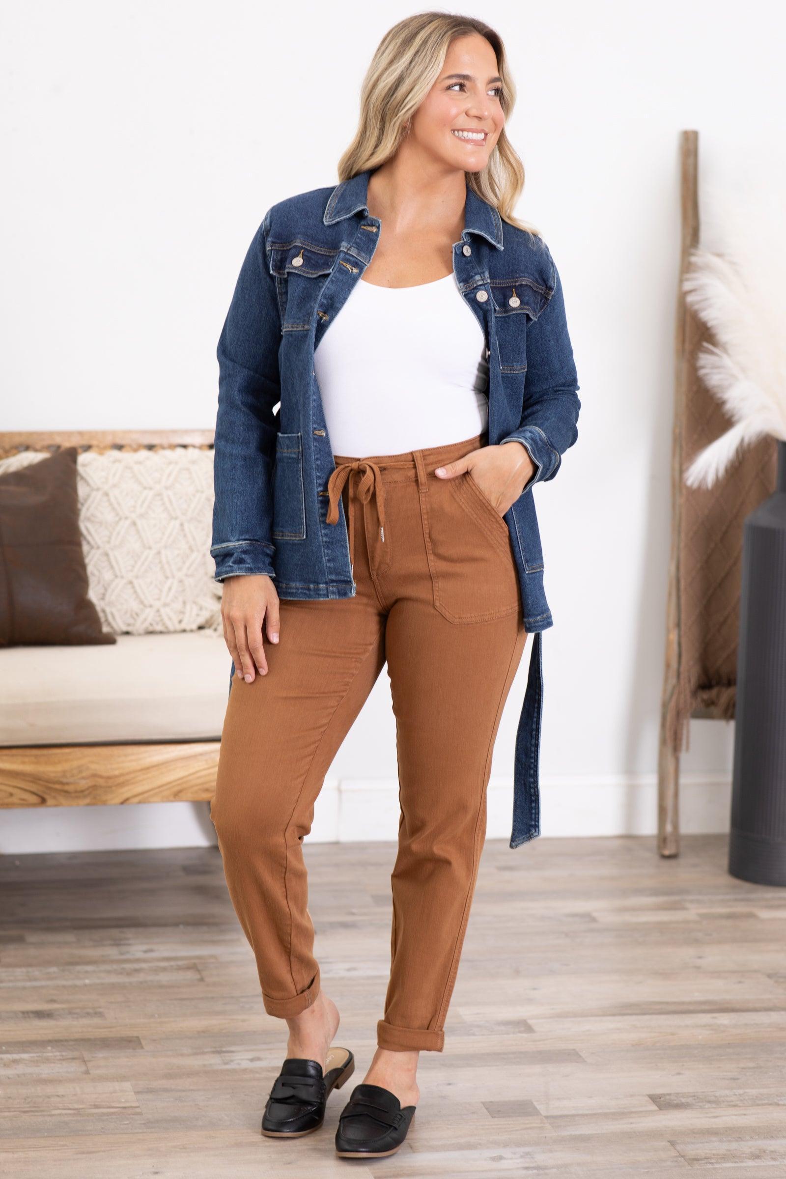 Judy Blue Camel Pull On Jogger Jeans Product Image