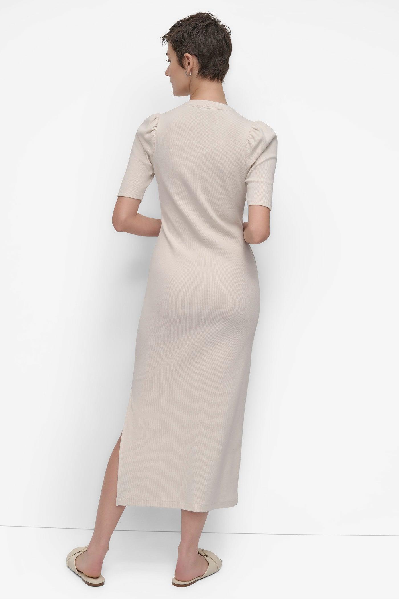 VNECK HENLEY LONG SLEEVE DRESS Product Image
