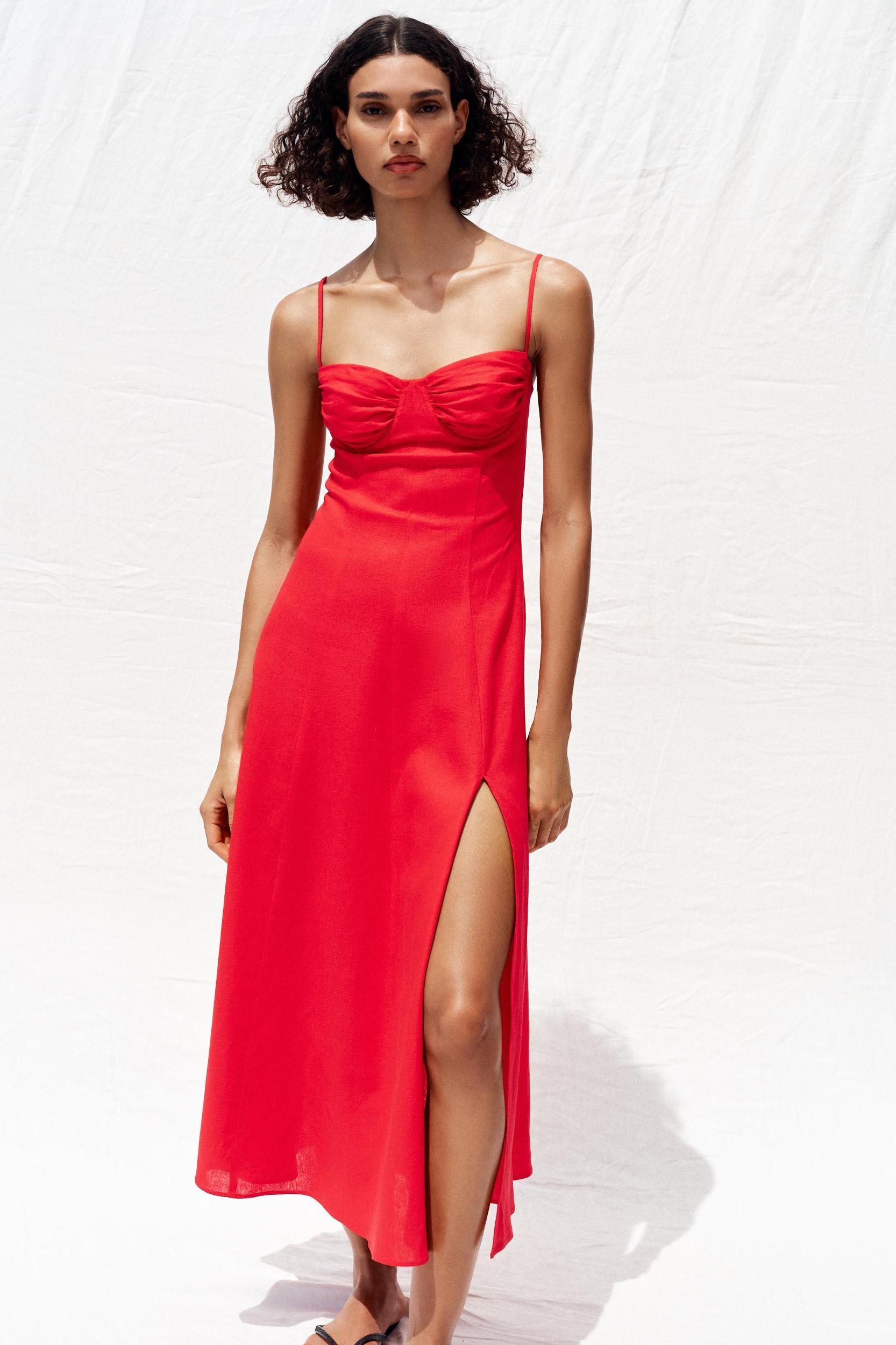 LINEN MIDI CORSET DRESS Product Image
