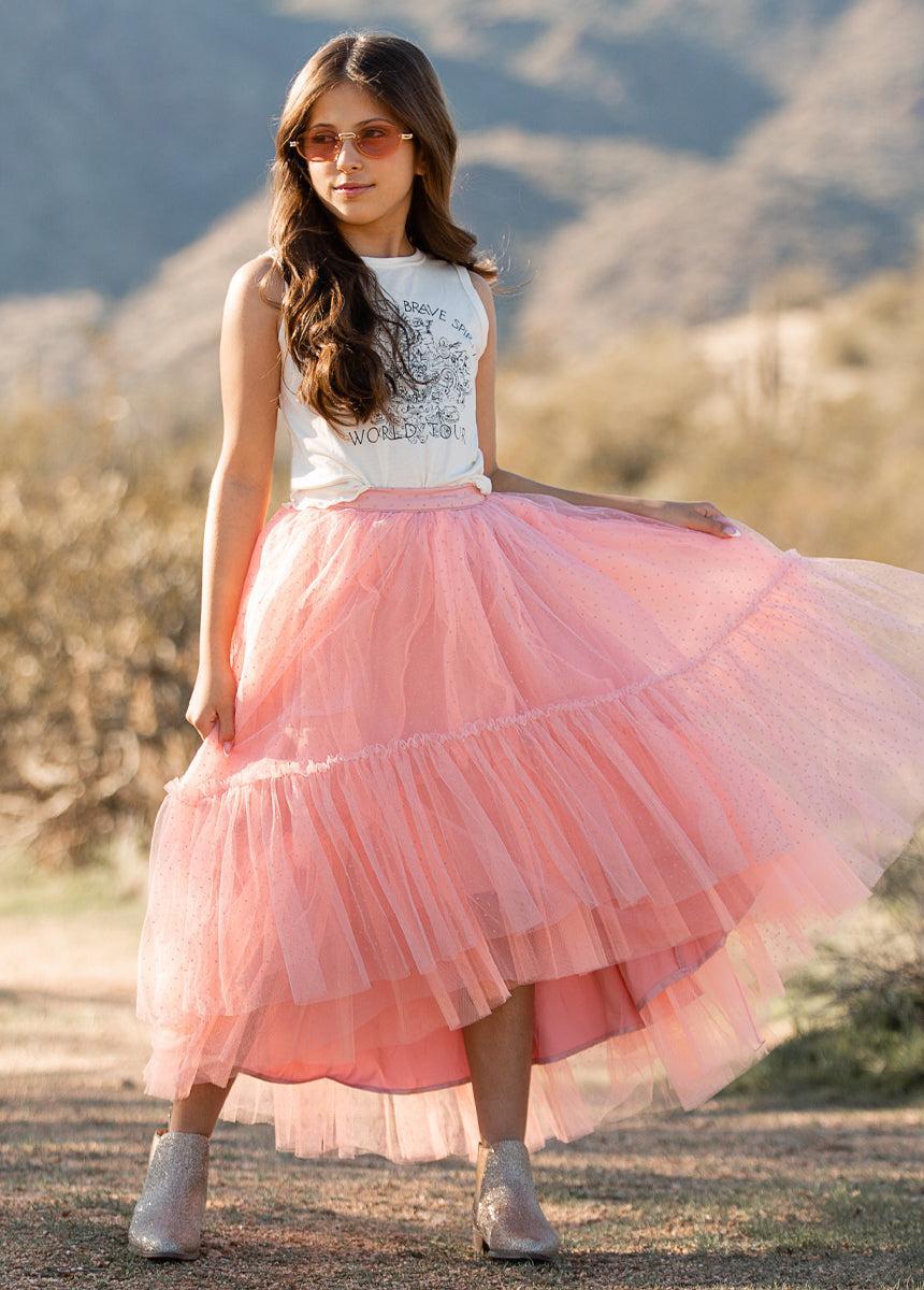 Brigitte Skirt in Pink Dot Girls Product Image