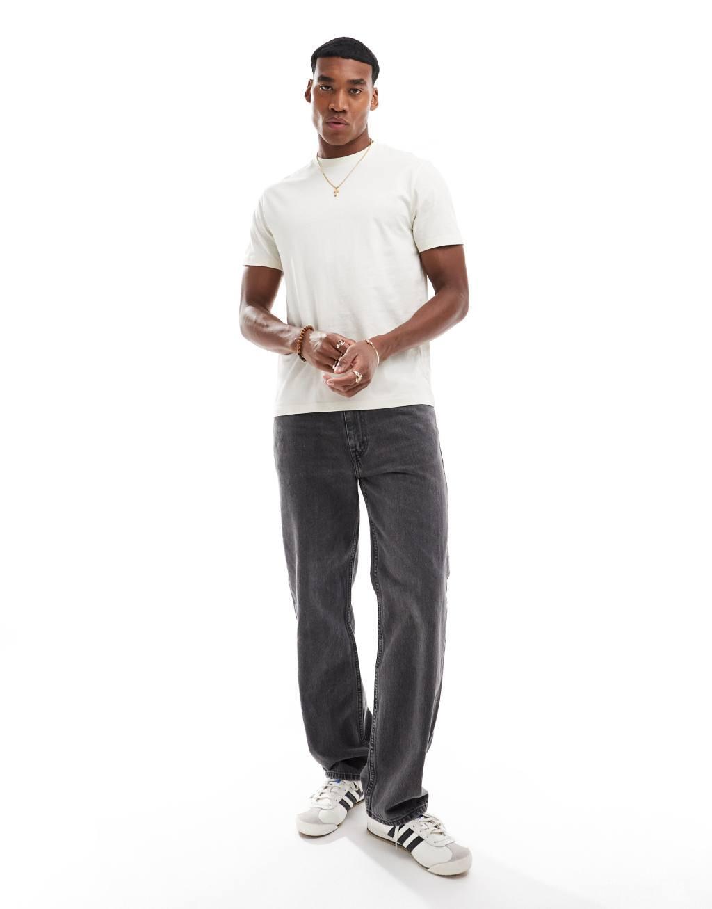 ASOS DESIGN T-shirt with back print in cream Product Image