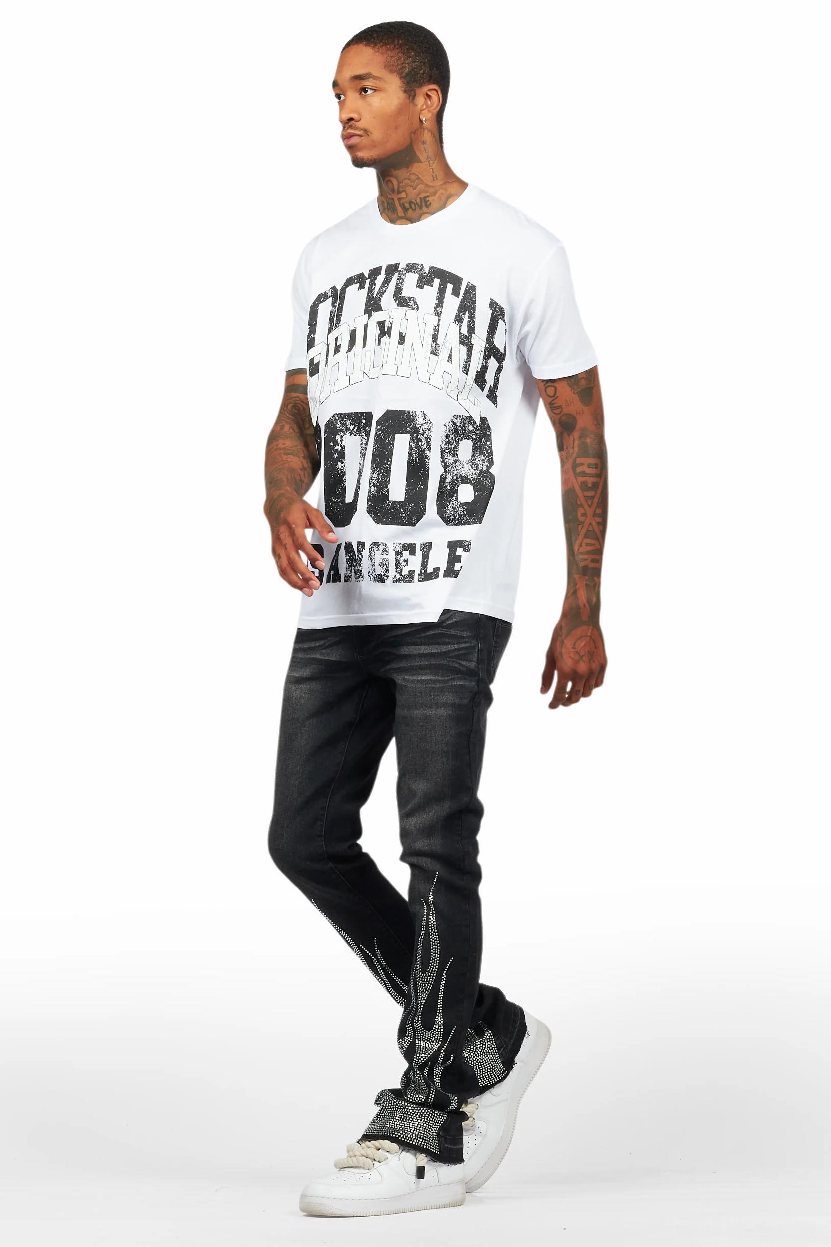 Samba Dark Grey Rhinestone Stacked Flare Jean Male Product Image