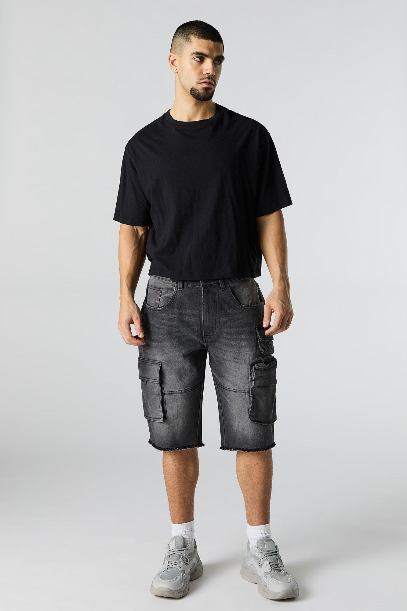 Stretch Denim Longline Cargo Short Male Product Image