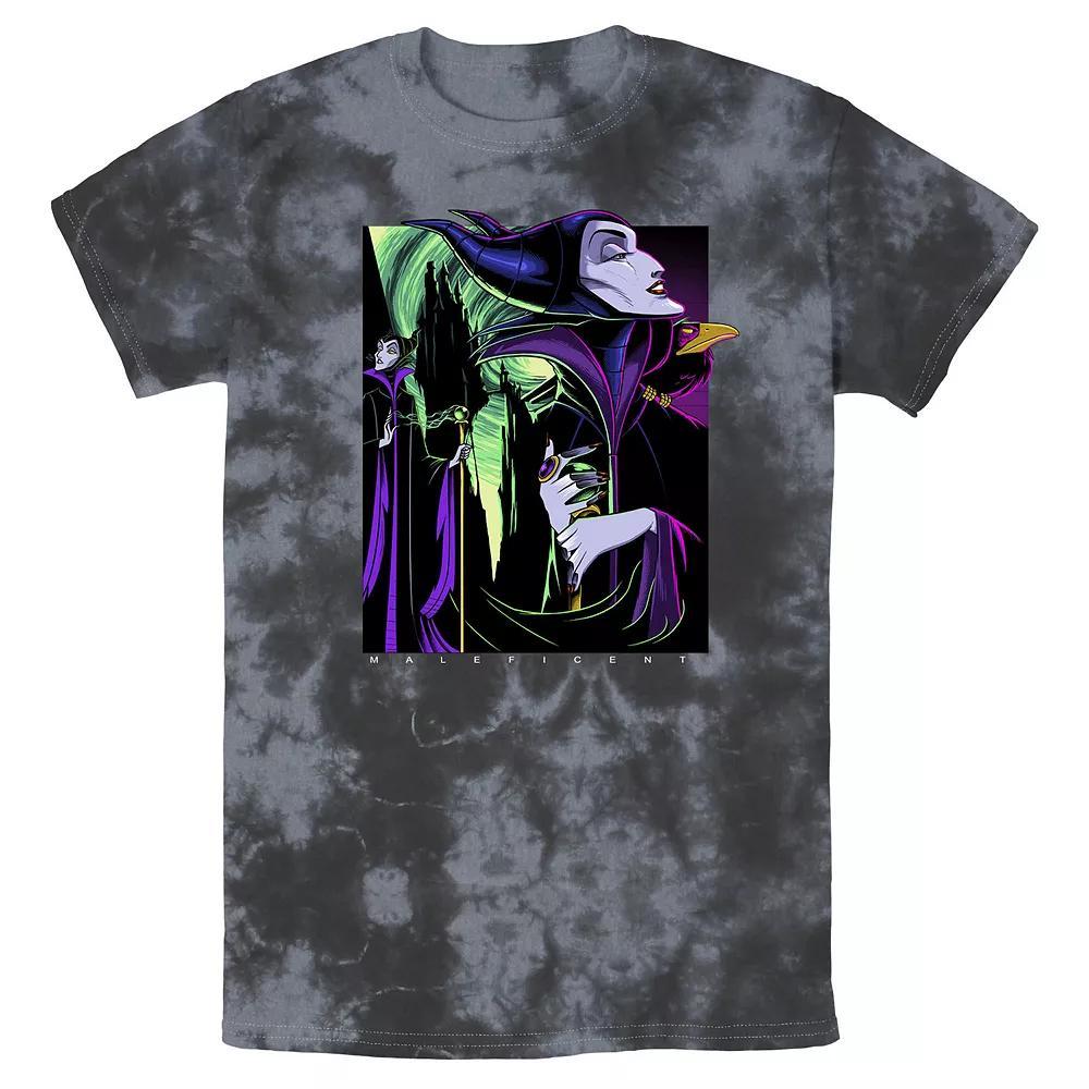 Men's Disney Sleeping Beauty Maleficent Large Side Portrait Bomabrd Wash Tee, Boy's, Black Grey Product Image