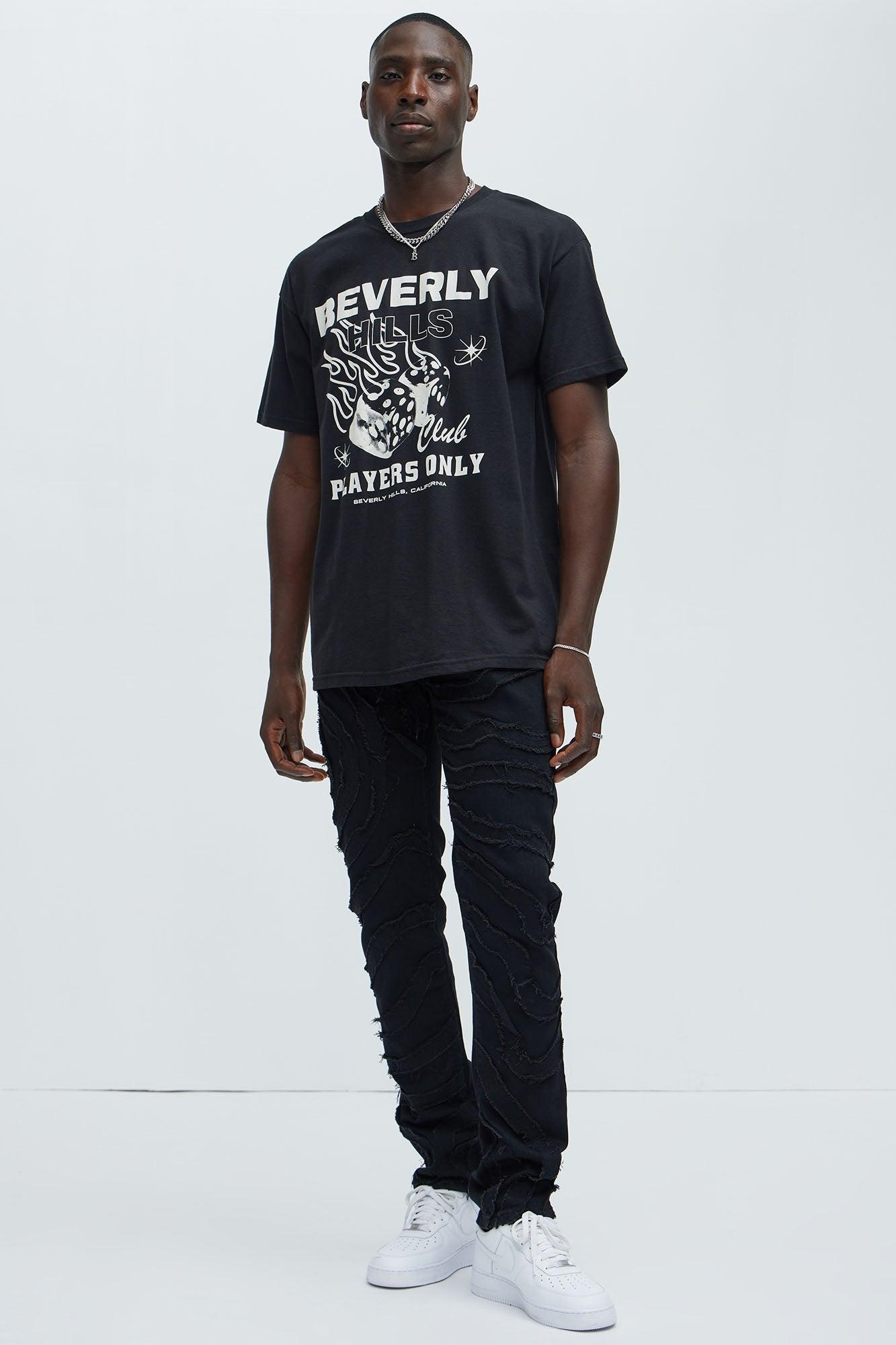 Frayed Lines Slim Jeans - Black Product Image
