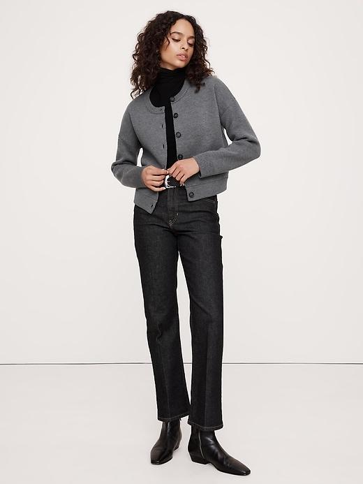 Merino Cropped Cardigan Sweater Product Image
