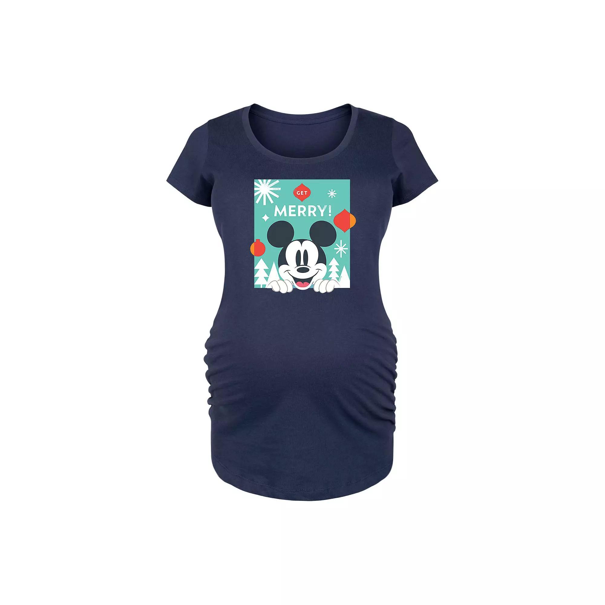 Disneys Mickey Mouse Maternity Get Merry Graphic Tee, Womens Product Image