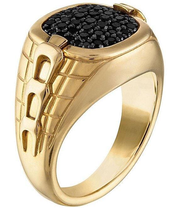 Bulova Men's 14K Gold Tone Black Diamond Statement Ring Product Image
