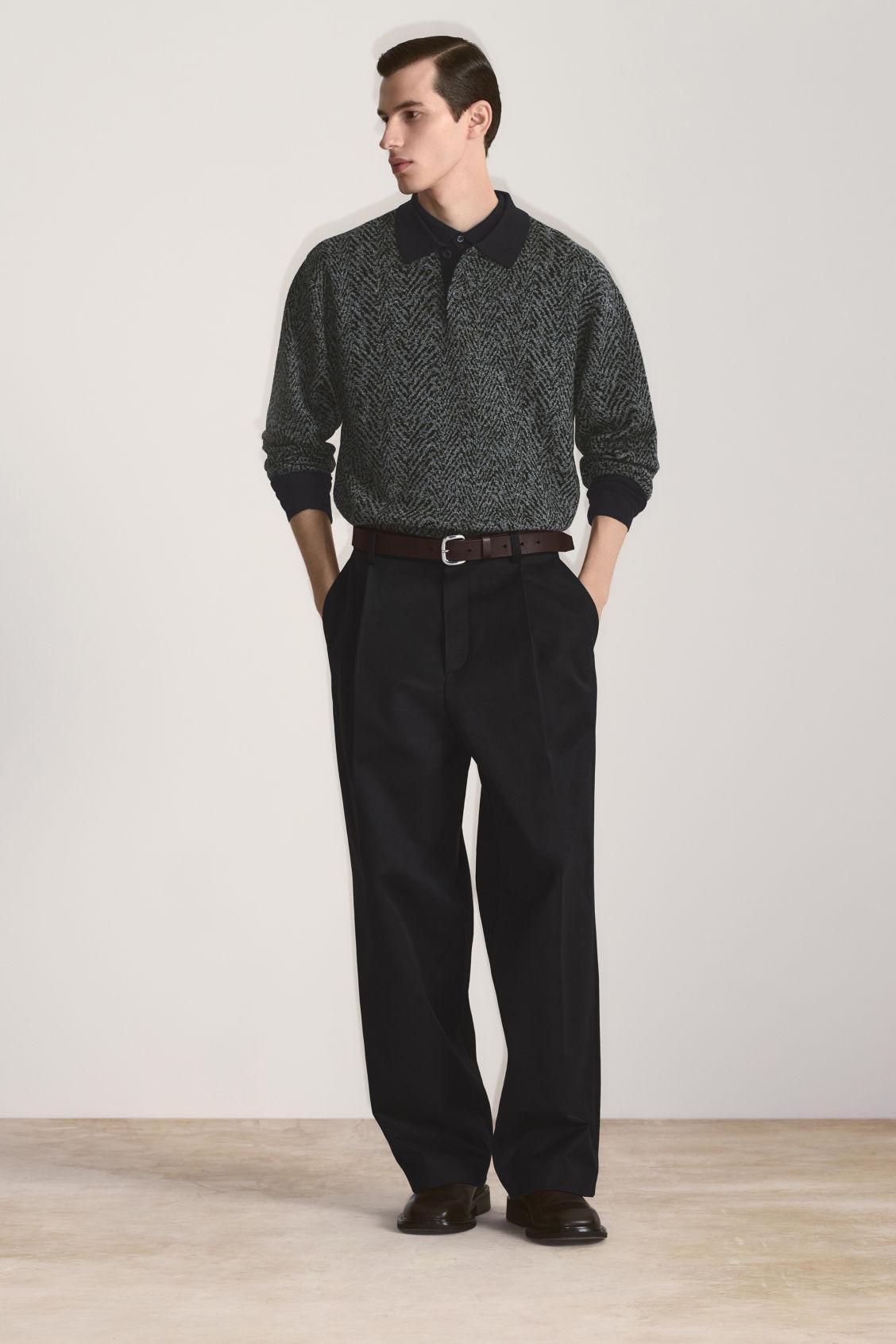 PLEATED COTTON WIDE-LEG PANTS Product Image