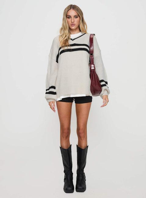 Mystique Knit Sweater Cream Product Image