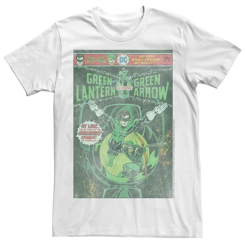 Men's Marvel Green Lantern And Green Arrow Faded Comic Book Cover Graphic Tee, Size: Medium, White Product Image