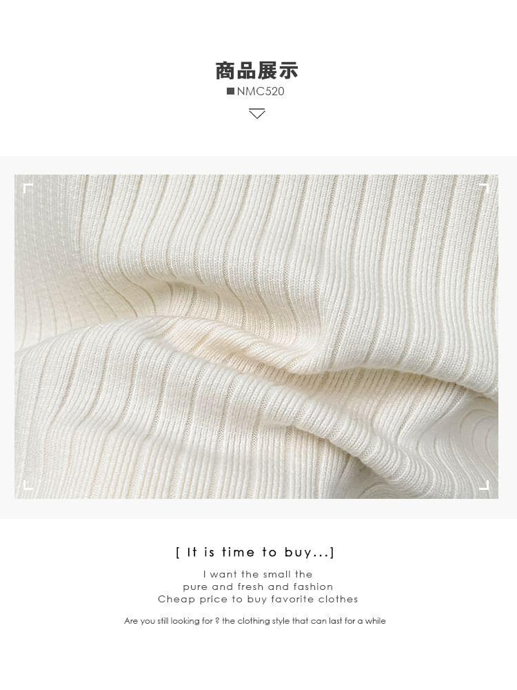 Fringed-Hem Mock-Neck Ribbed-Knit Midi Dress Product Image
