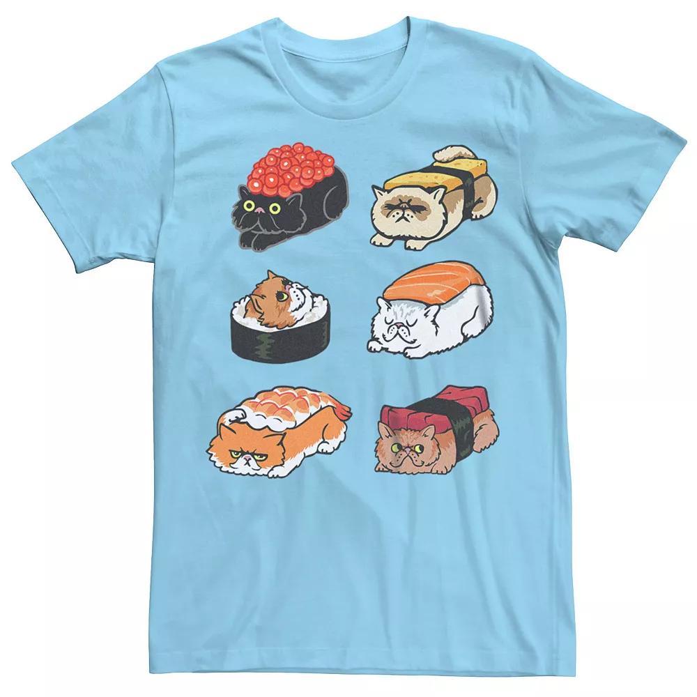Men's Sushi Persian Cats Graphic Tee, Size: XXL, Light Blue Product Image