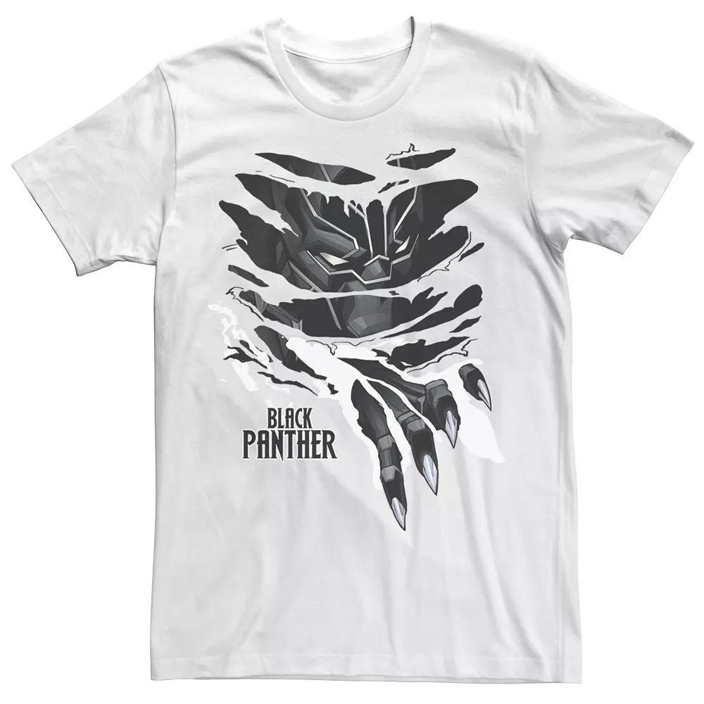 Big & Tall Marvel Black Panther Scratch Through Tee, Men's, Size: 4XLT, White Product Image