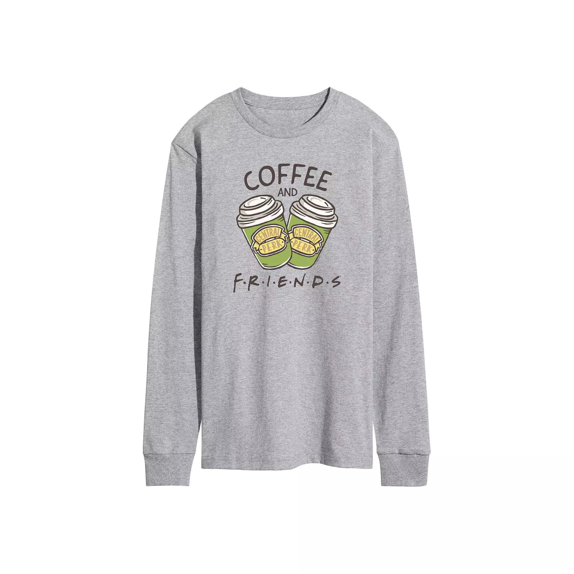 Mens Friends Coffee Better With Friends Long Sleeve Graphic Tee Grey Gray Product Image