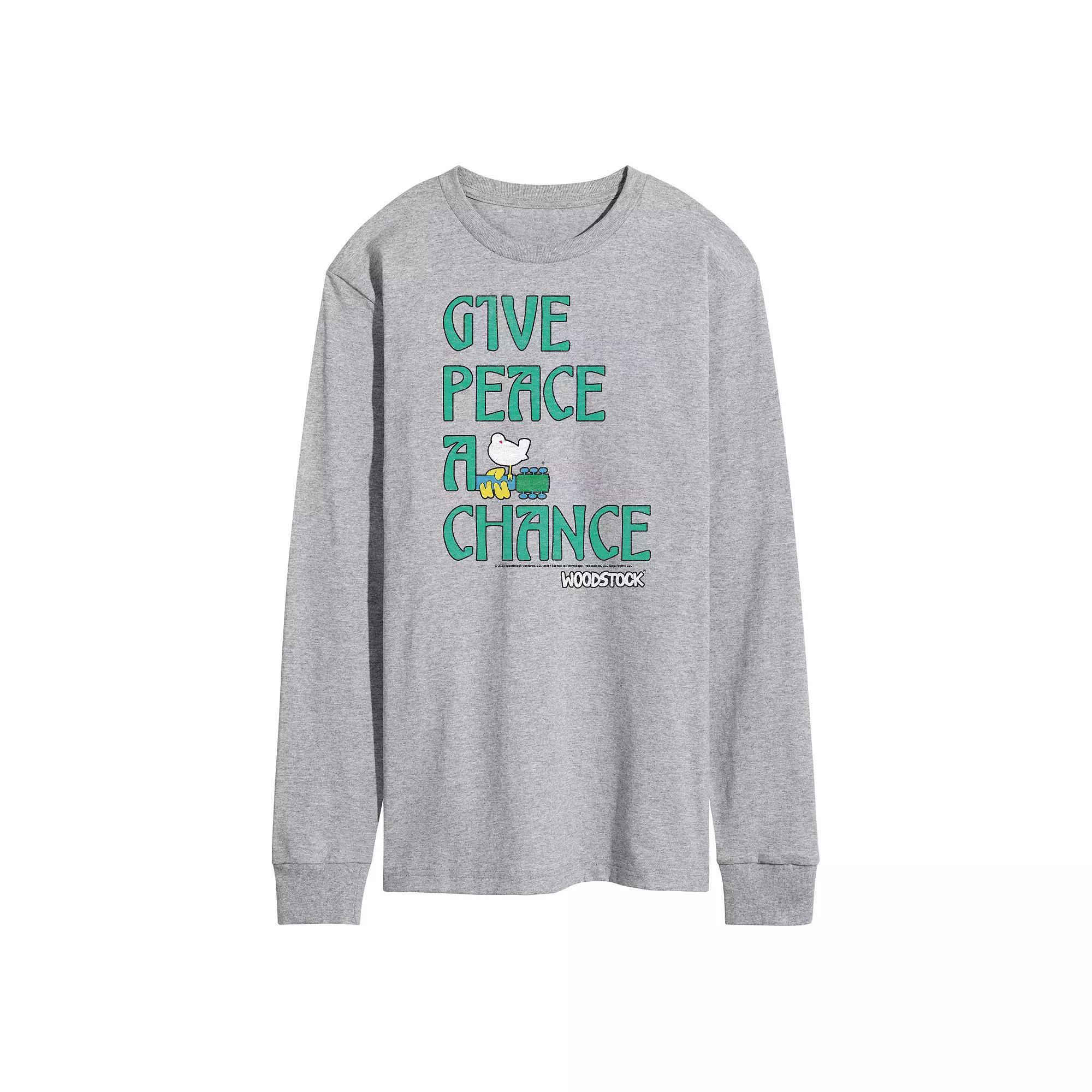 Mens Woodstock Give Peace A Chance Long Sleeve Graphic Tee Product Image