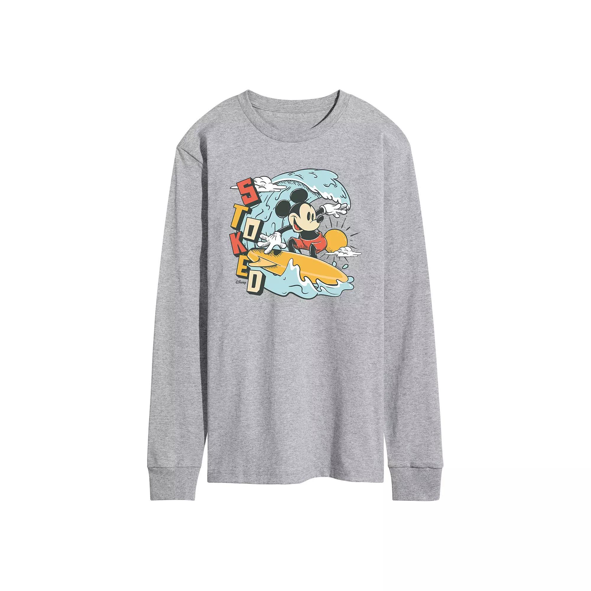 Disneys Mickey Stoked Mens Graphic Tee Grey Gray Product Image