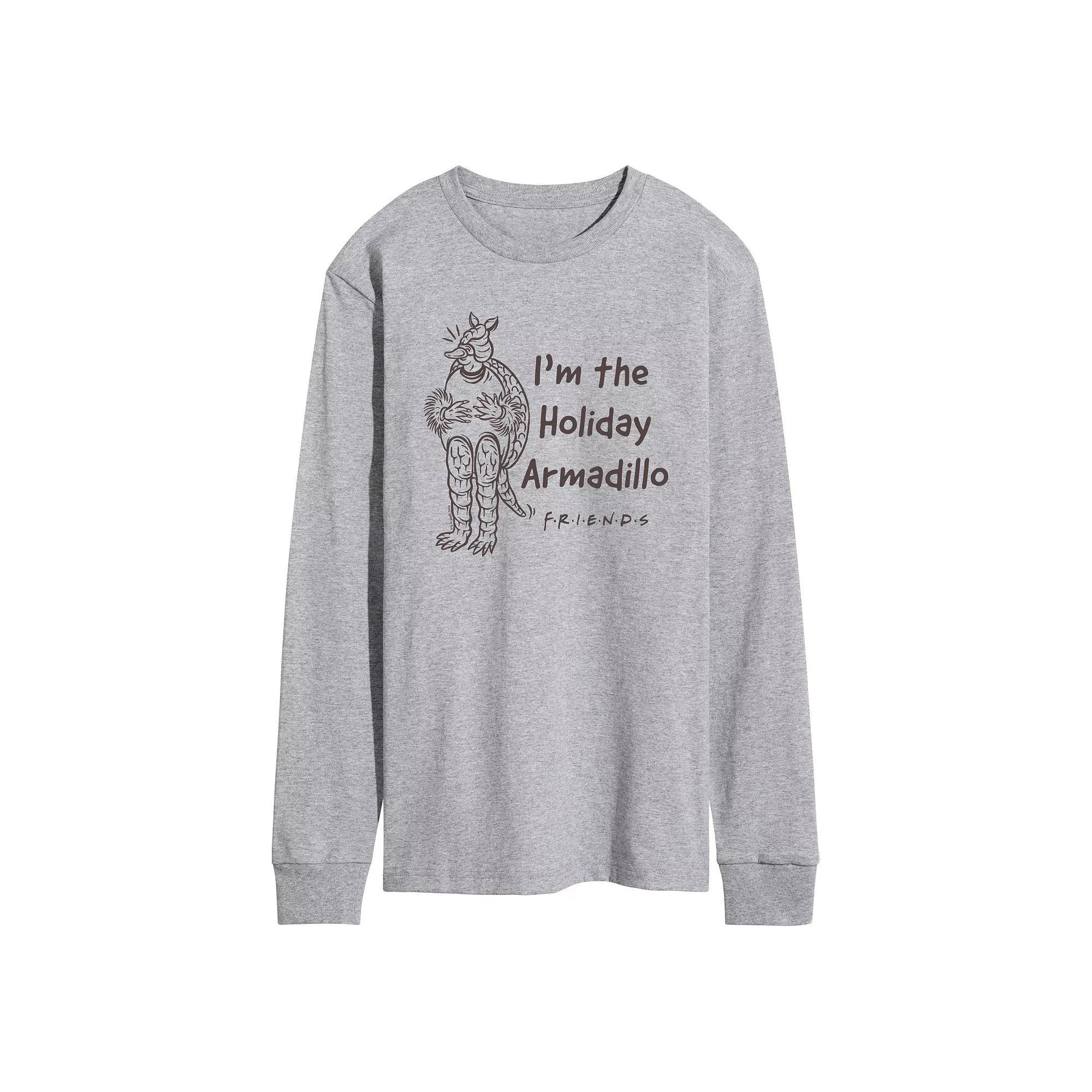 Mens Friends Holiday Armadillo Long Sleeve Graphic Tee Grey Gray Product Image