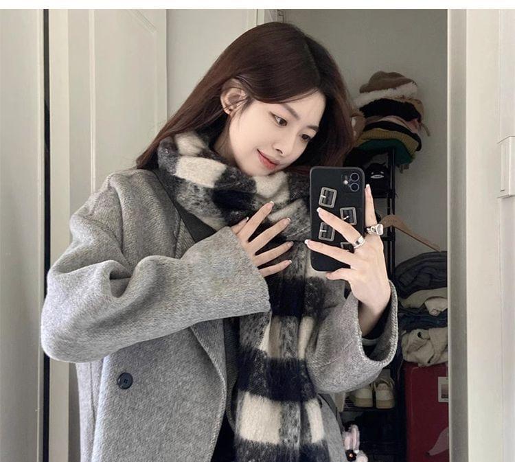 Plain Midi Double-Breasted Coat Product Image